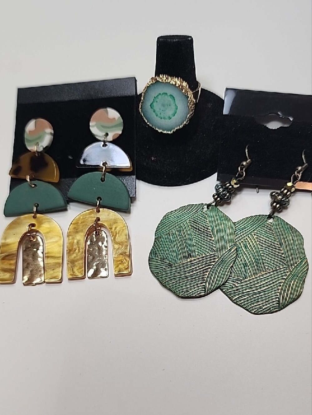 Agate Ring And 2 Sets Of  Earrings